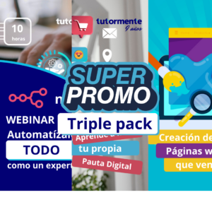 Super Pack de cursos de habilidades digitales de Tutormente con automatización con inteligencia artificial, pauta digital y creación de páginas web